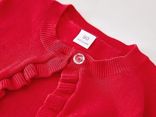 Image of Girls Cardigan Sweater Button Knit Sweater Kids Ruffle Long Sleeve Dress Cover Up Size 12M-6T