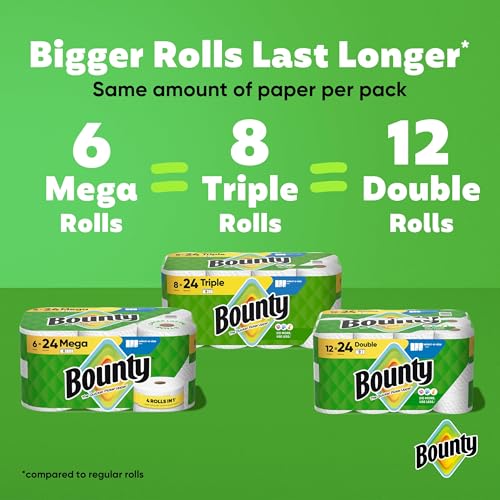 Image of Bounty Select-A-Size Paper Towels, White, 6 Mega Rolls = 24 Regular Rolls
