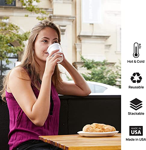 Image of Shop Square 8 oz Styrofoam Cups (Case of 1000) Bulk Disposable White Foam Cups for Hot & Cold Beverages, Coffee, Tea, Soda, Juice - Made in USA