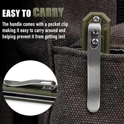 Image of OLITANS G046 Mecha Mini Slim Folding Scalpel with 5pcs #24 and 5pcs #60 G10 Handle with Liner Lock, Utility EDC Pocket Knife with Back Clip(Green)