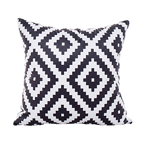 JAGETRADE Housse de Coussin carré Motif géométrique Housse de Coussin décor Noir et Blanc Cover