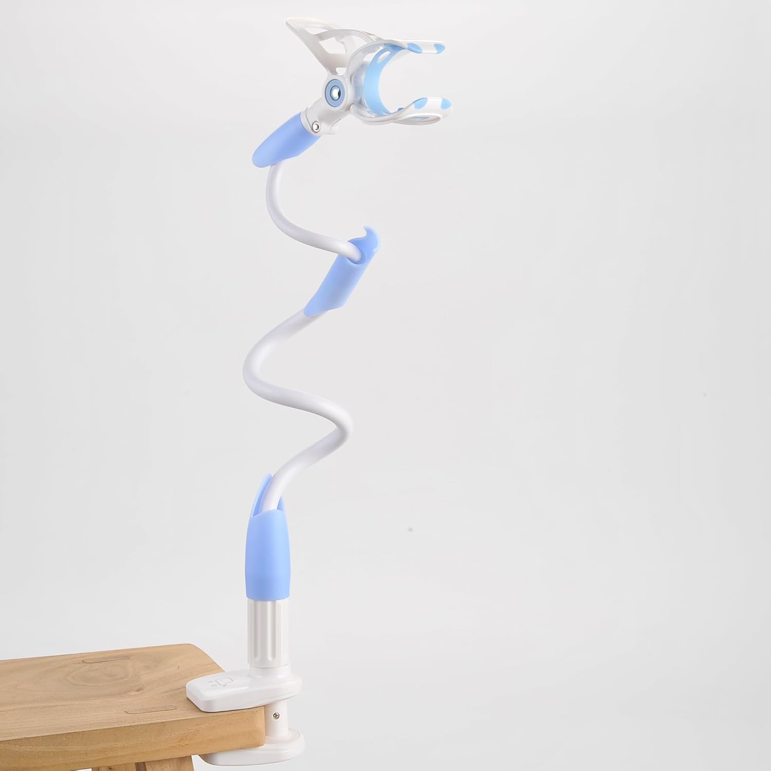 PowerTRC Phone Holder Gooseneck Bed Mount, Clamp Universal Lazy Mount Flexible Long Arm Bracket for 3.5~6.7", Compatible with Cell Phone 15 Pro XS Max XR X 8 7 Plus S24 S23 A34 Stand for Bedroom Desk