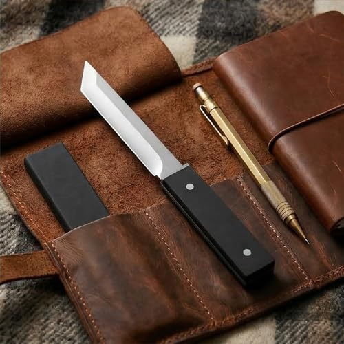 Image of Machado D2 Steel Japanese Tanto Chef Knife - Ultra-Sharp 58-60 HRC Fixed Blade Utility Knife with Protective Sheath - 10 Inch, Black