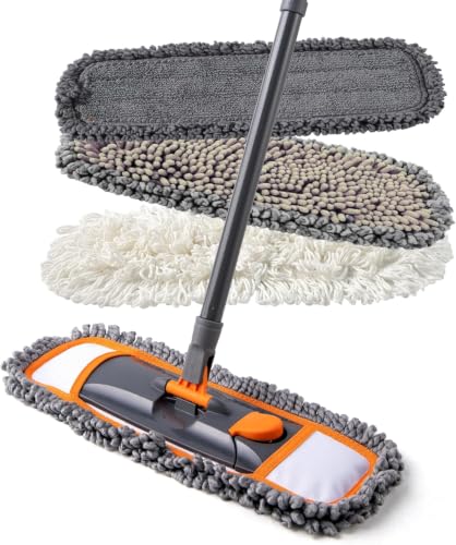 Image of Fulminare Floor Cleaning Mop with 3 Different Washable Pads and Extendable 55 inch Long Handle, Multifunction Dust Mop for Hardwood,Marble,Tile Floor Mopping
