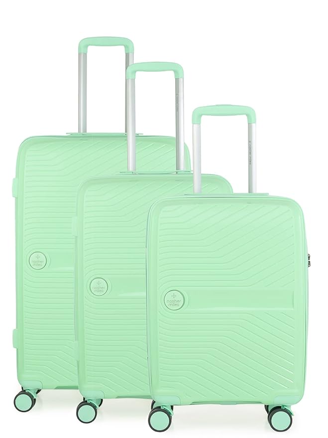 Nasher Miles Bruges Hard-Sided Polypropylene Luggage Set of 3 Mint Green Trolley Bags (55, 65 & 75 cm) at Rs. 9749