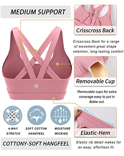 Image of RUNNING GIRL Sports Bras for Women,Padded Strappy Sports Bras Criss-Cross Back Medium Support Sports Bras with Removable Cups