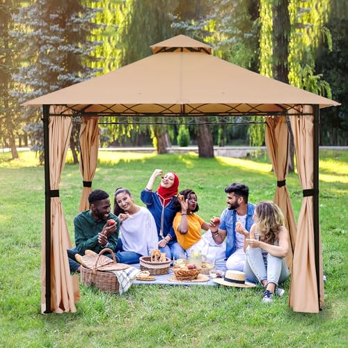 FAB BASED Pavillon Wasserdicht Stabil Winterfest,Garten Pavillion,Plane Gartenpavillon,Metallrahmen Pavillon,Patio Gazebo (Mokka, 3X3M) FAB BASED Pavillon Wasserdicht Stabil Winterfest,Garten Pavillion,Plane Gartenpavillon,Metallrahmen Pavillon,Patio Gazebo (Mokka, 3X3M)