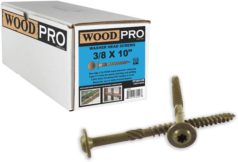 Best Deal WoodPro Fasteners ST38X10B 3/8-Inch by 10-Inch Length Round Washer Head Exterior Wood Screws, 250-Pack Best Cyber Deals 🔥 WoodPro Fasteners ST38X10B 3/8-Inch by 10-Inch Length Round Washer Head Exterior Wood Screws, 250-Pack