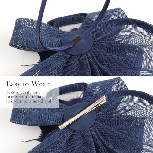 Image of DRESHOW Women Fascinator Hats Tea Party Hat Vintage Pillbox Hat Headband for Cocktail