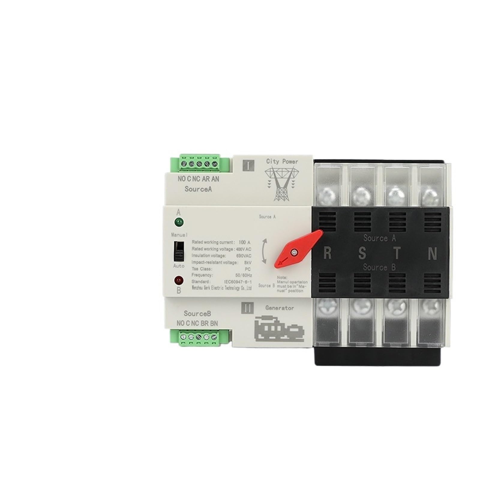 Automatischer Umschalter mit doppelter Leistung ATS unterbrechungsfreie Versorgung mit automatischem Umschalter im Millisekundenbereich, Dual-Power-Automatik-Transferschalter 2P63A4P100A(4P100A)