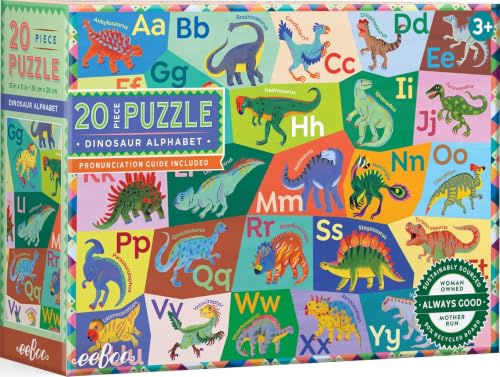 eeBoo Dinosaur Alphabet 20 Giant Piece Children's Puzzle, 15" x 11"