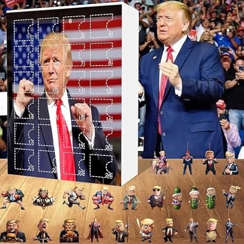 2024 Christmas Trump Advent Calendar – Trump Wall Calendar with Collectible Ornaments for Tree Decorations, 24-Day Countdown to Christmas, Perfect Holiday Gift Cover
