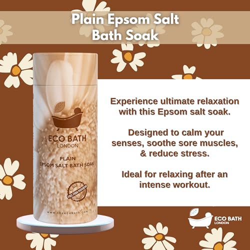 Image of Eco Bath London Plain Epsom Salt Bath Soak - Tube 2.2 LB (1kg) | Made in UK | Made with 100% Pure Epsom Salt | Magnesium Bath Salts for Skin Care