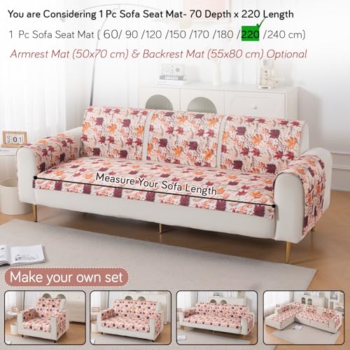 Image of HOKIPO 'Nature Muse' Premium HD Printed Holland Velvet Sofa Cover Mat for 1 /2 /3 Seater & L-Shape Sofa. Make Your Own Sofa Cover Set, Mat 70(D) x 220(L) cm, Autumn Maple (IN-919-D1)