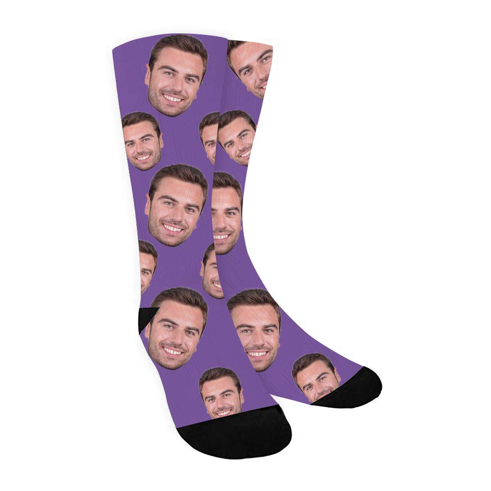 ShineSand Custom Face Socks with Picture, Personalized Socks with Photo Customized Unisex Funny Crew Sock Gifts for Men Women
