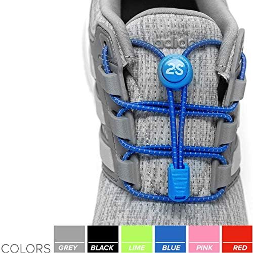2SPORTIFY [2 Pack No Tie Shoelaces for Kids and Adults - Tieless Elastic Shoe lace with Lock for Sneakers Rubber - Round Shoe Laces