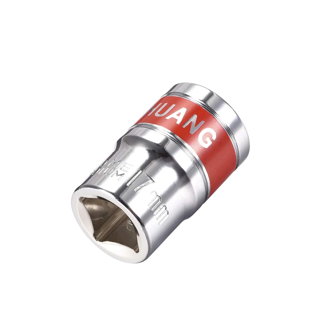 TA-VIGOR 1/2-Inch Drive by 17mm Shallow Socket with Red Band, Cr-V Drive Socket, 6-Point, Metric for Auto Repairing and Household