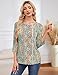 LOMON 3/4 Length Sleeve Womens Tops Crewneck Blouses Spring Summer 2026 Fashion Dressy Casual Tunic Shirts(Boho Print,S)