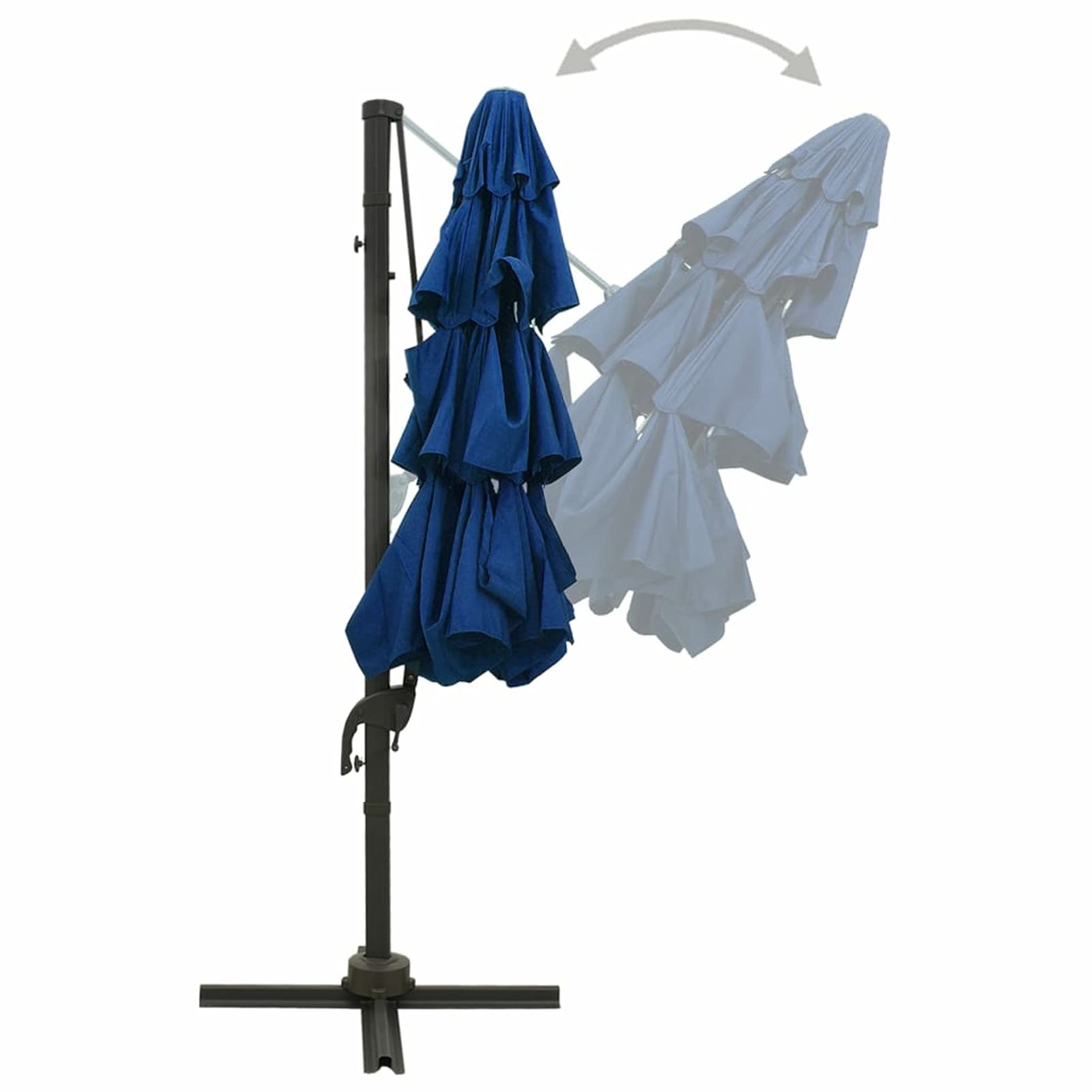 Homgoday Sombrilla jardín de 4 Niveles Palo Aluminio Azul Celeste 3x3 cm Sombrilla Terraza Exterior, Sombrilla Jardín Grande Orientable Jardín Parasol Balcón