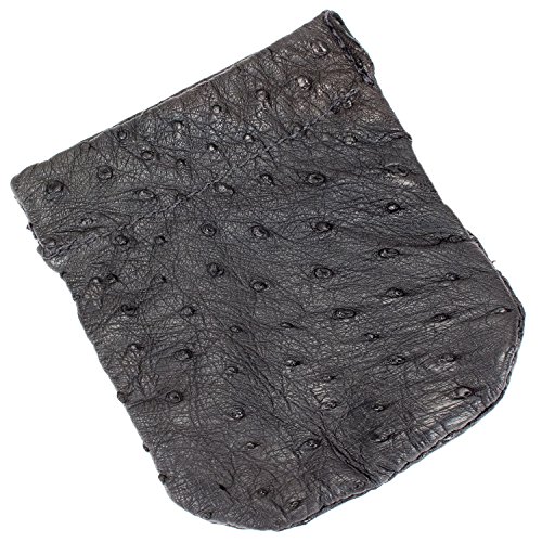 Genuine Ostrich Skin Leather Spring Loaded Coin Pouch