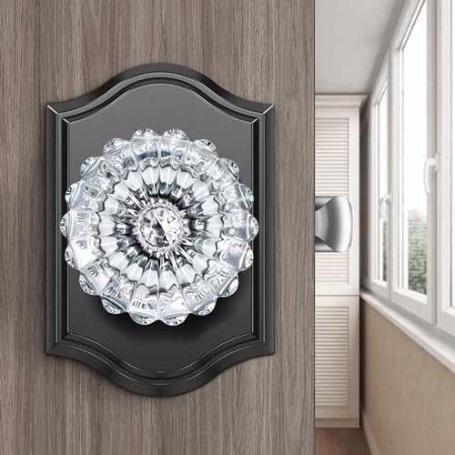 Calzibeno Crystal Door Knobs, Passage Door Knob, Matte Black, 1 Pack