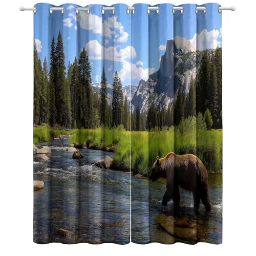 Cortinas opacas contra la luz y el frío con estampado de bosque para cuarto infantil 8