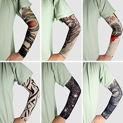 12 peças de mangas de braço esportivas para suportes e talas, mangas de tatuagem sem costura para aq