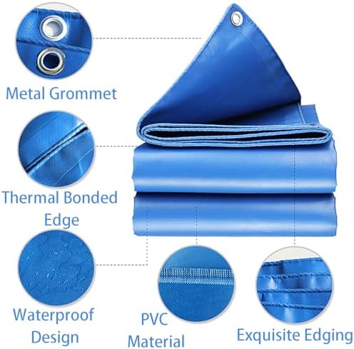 PVC Tarpaulin with Grommets Multi Purpose Waterproof Tarpaulin Waterproof Heavy Duty Tarpaulin Sheet Outdoor Waterproof Tarpaulin Tarp Cover for Porch Home Plants Garden