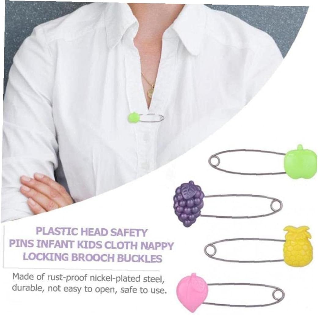 Froiny 4pcs Plastic Head Safety Pins Infant Cloth Nappy Locking Buckles Kid Care Shower Diaper Clips Kids Muslin Cloth Brooch Holder : Baby