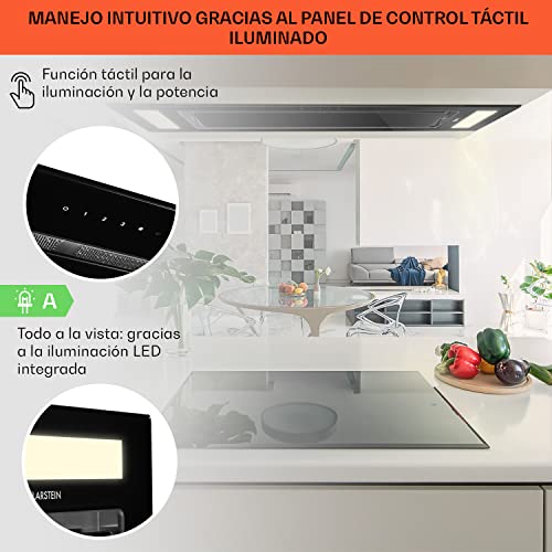 Klarstein-Campana-Extractora-Empotrable-l-Bajo-Consumo-230W-Extraccion-620mh-90-cm-Ancho-l-Campanas-Extractoras-Cocina-con-Extraccion-de-Humos-para-Techo-Extractor-Cocina-Silencioso-Negro