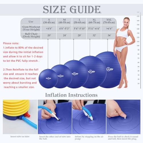 Image of Soft Exercise Ball, Yoga Pregnancy Ball Chair, Pilates Equipment with Pump | Anti-Burst Supports 2200lb for Workout Medicine Birthing Physical Therapy Stability Excersing Birth Swiss Fitness Gym