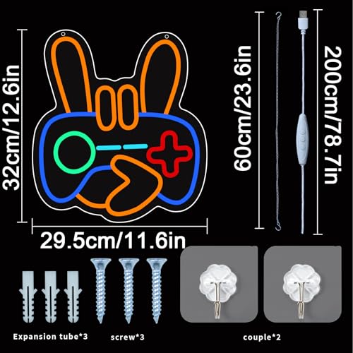 Image of ENUOLI Gamer Neon Sign, Gamepad Shaped LED Light Gaming Light Dimmable Led Game Controller USB Powered Gaming Neon Sign for Boys Room Gamer Room Decor Gifts for Teens