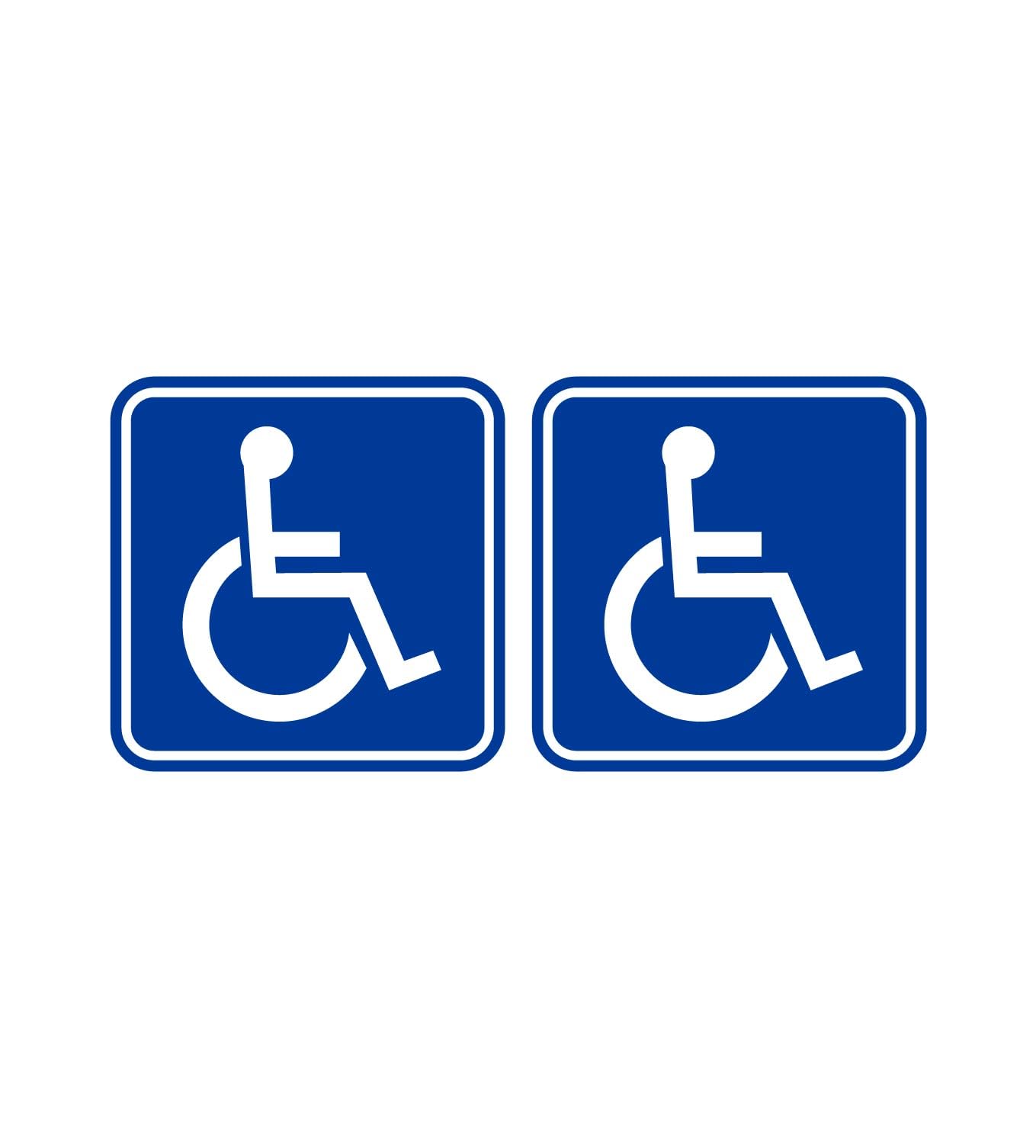 5 Adesivi Disabilità In Vinile Fustellato - Simbolo Sedia A Rotelle, Adesivo Per Auto, Porte, Bagni, Impermeabile UV (Blu/Bianco)