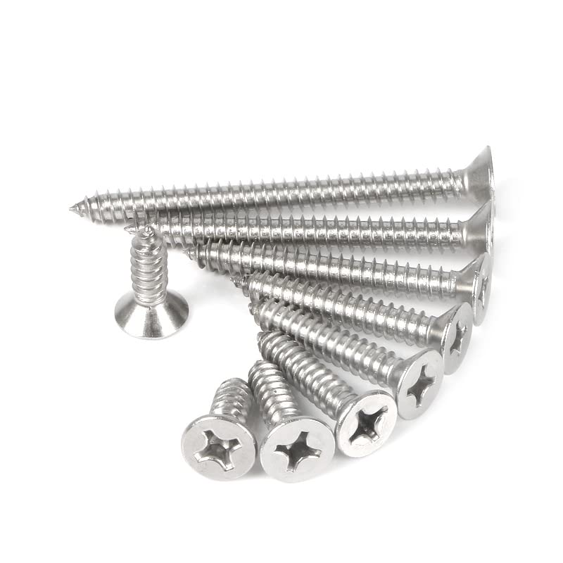 Image of Rely⇒VP INDUSTRIES (Pcs-50) #2x10 mm Flat CSK Phillips Head Self Tapping Micro Screws Stainless Steel 304 Nickel | Star Slot CSK Head Screw Philips Drive dia for Fixing Wood, Plywood, Plasterboard