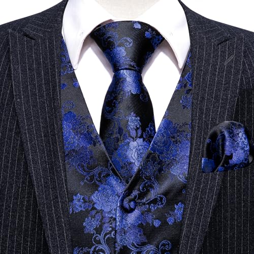 Image of Barry.Wang Men's Suit Vest Formal /Leisure Paisley Jacquard Silk Tie Pocket Square Waistcoat Set Wedding 5PCS