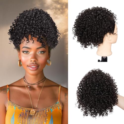 Kinky Curly Short Drawstring Ponytail for Black Women Short Afro