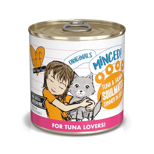 Weruva BFF Minced Natural Wet Cat Food, Tuna and Salmon Soulmates in Gelee, 10oz Can, Pack of 12