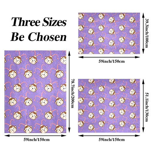 Couverture de lit dessin animé singe violet doux pour garçons filles