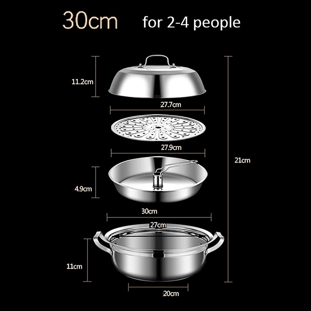 Olla arrocera de Acero inoxidable 304 para cocinar al Vapor o Caldo, olla espesadora doméstica (30/32/34 cm) para cocina de Gas o de inducción (30 cm)