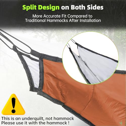 Image of Hammock Underquilt for Camping - Full Length Orange Lightweight Warm Quilt for 3-4 Seasons (41-68F) - Soft & Durable for Hiking, Backpacking, Beach, Travel - Holds Up to 500lbs