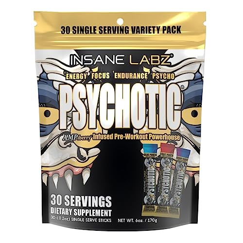 Image of Insane Labz Psychotic Gold, High Stimulant Pre Workout Powder, Extreme Lasting Energy Focus, Pumps and Endurance with Beta Alanine, DMAE Bitartrate, NO Booster (30 Servings, Variety)