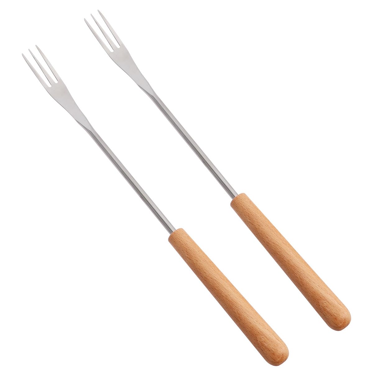 Manico in Legno Forchette per Fonduta 6 Pezzi in Acciaio Inox