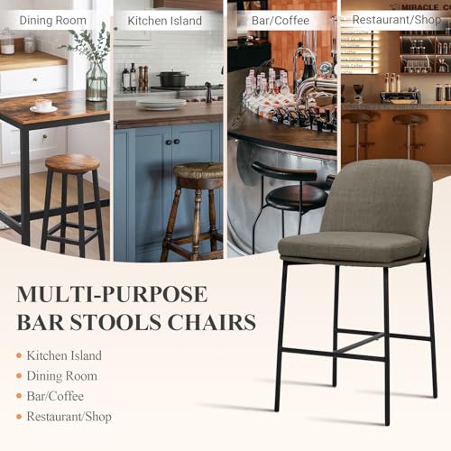 Image of COLAMY Counter Height Bar Stools Set of 2, 25 Inch Modern Fabric Kitchen Island Stools with Back, Upholstered Counter Barstools Armless Bar Chairs with Metal Legs for Island Dining Room Bar,Brown