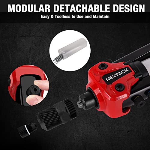 Nextack 13 Inch Pop Rivet Gun With 350Pcs Assorted Rivets Kit, 1/4" Capacity Heavy Duty Hand Riveter Tool With Detachable Container & 5 Nosepieces For Metal, Gutter & Automotive Nt300 #TOP3