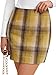 OPOIPIN Women's High Waisted Plaid Skirt Bodycon Zipper Pencil Mini Skirt Yellow X-Large