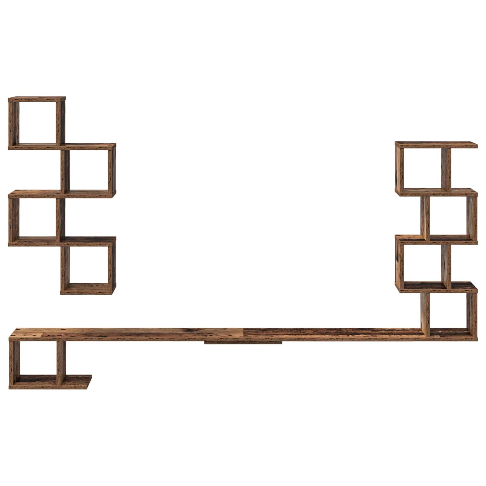 vidaXL Étagère Murale pour téléviseur Bois Ancien 200 x 15 x 94 cm, Salon Moderne, Meubles Tendance, étagères murales, Console média, Rangement Suspendu pour l'organisation à la Maison