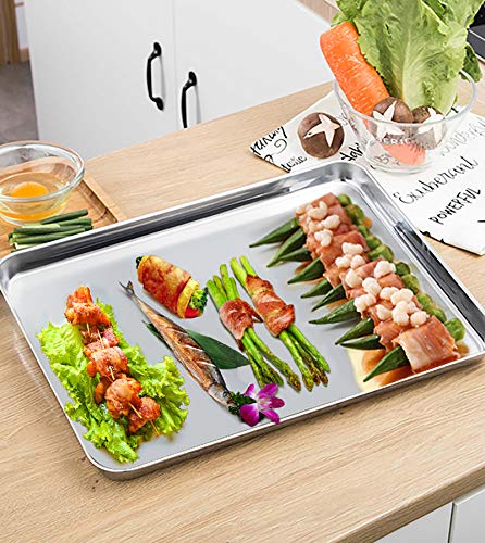 Image of P&P CHEF Extra Large Baking Sheet and Rack Set, Stainless Steel Cookie Sheet Baking Pan with Cooling rack, Rectangle 19.6'x13.5'x1.2', Oven & Dishwasher Safe -Half Size