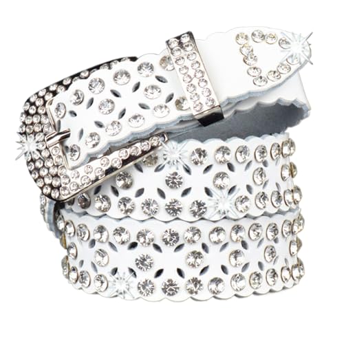 Womens Men Rhinestone Western Belts,Fashionable Sparkly Diamond Belt,Western Vintage Cowgirl Leather Sequin Belt for Jeans