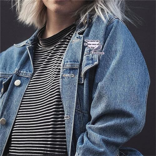 Image of Be Yourself Brooch William Shakespeare Quotes Brooch Inspirational Saying Enamel Lapel Pins Brooch This Above All To Thine Own Self Be True Lapel Pin Encouragement Badge for Clothing Bags Jackets Hat Accessory Decoration