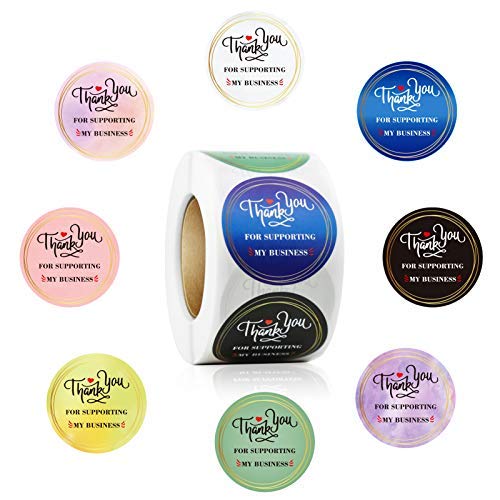 Yoget 1.5 Inch Thank You for Supporting My Business-Colorful Thank You Business Stickers for Sealing-500Pcs Per Roll…